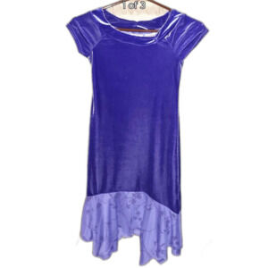 Thalia Sodi Girls 7/8 Dress Purple Velvety Soft Sheer Flowy Bottom